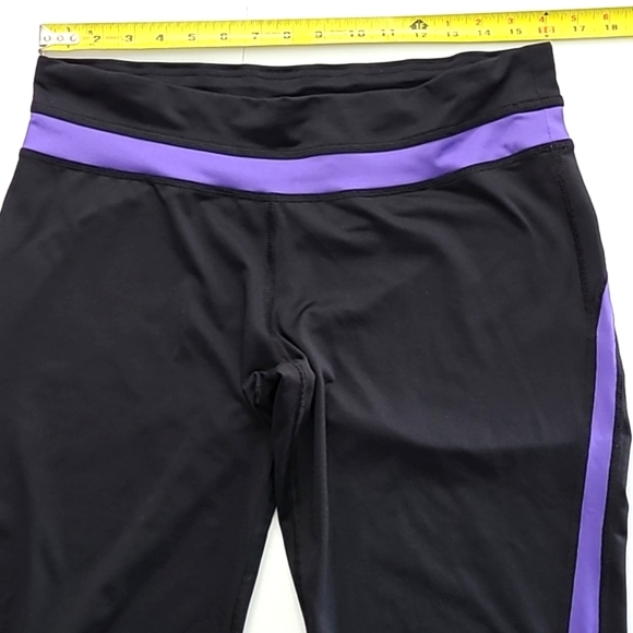 Tek Gear Fit & Flare Black with Purple Detailing Yoga Pants Size Large - Picture 9 of 12